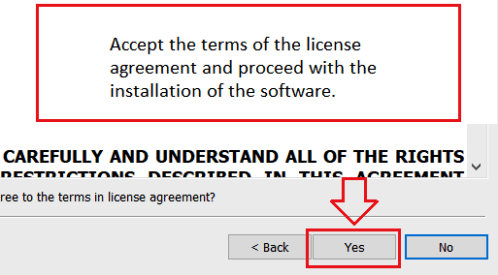 Accept the terms of the license agreement and proceed with the installation of the software.