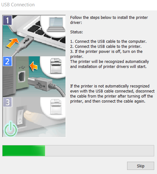 At this point, connect the printer to your computer.