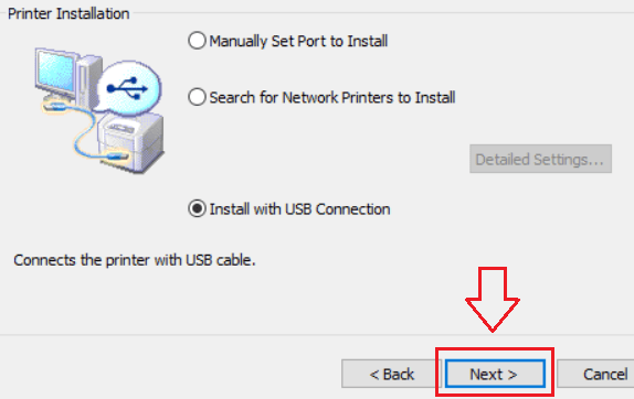 Choose how you want to connect to your computer and start installing the software.