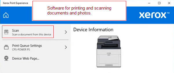 Software for printing and scanning documents and photos.
