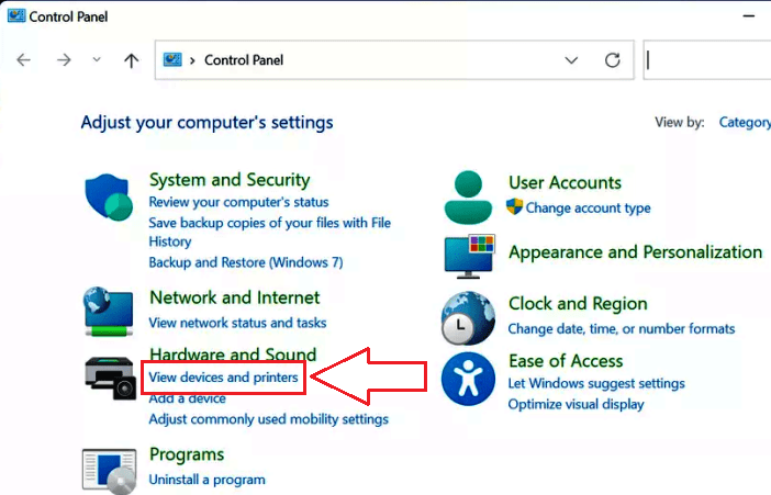 Hardware and Sound → Devices and Printers. Click Add a printer