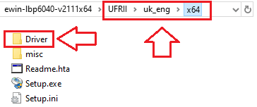 Open that folder and make sure it contains: …\UFRII\uk_eng\x64\Driver