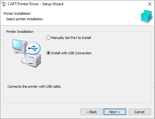 Choose how you want to connect to your computer and start installing the software