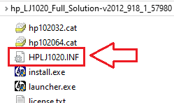 Inside it, find the HPLJ1020.inf file