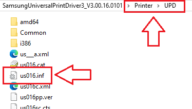 Find the us016.inf file in the UPD folder
